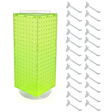 Azar Displays Four-Sided Revolving 8''W x 20''H Pegboard Counter Display w/24 4'' Hooks 703385-GRE-4C24